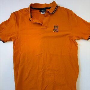 Psycho Bunny Polo Shirt Size 7 Large Orange Black Tipped